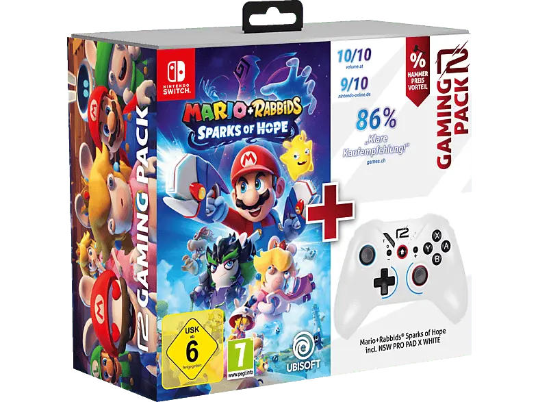 ready2Gaming Mario + Rabbids Sparks of Hope Pro Pad X White für Nintendo Switch; Nintendo Switch Hardbundle