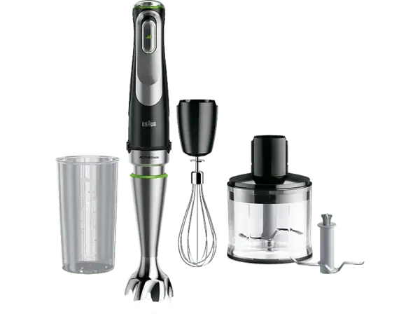 Braun MultiQuick 9 MQ 9135XI Stabmixer (Schwarz/Edelstahl, 1200 Watt, Zerkleinerer: 500ml, Messbecher: 600 ml)