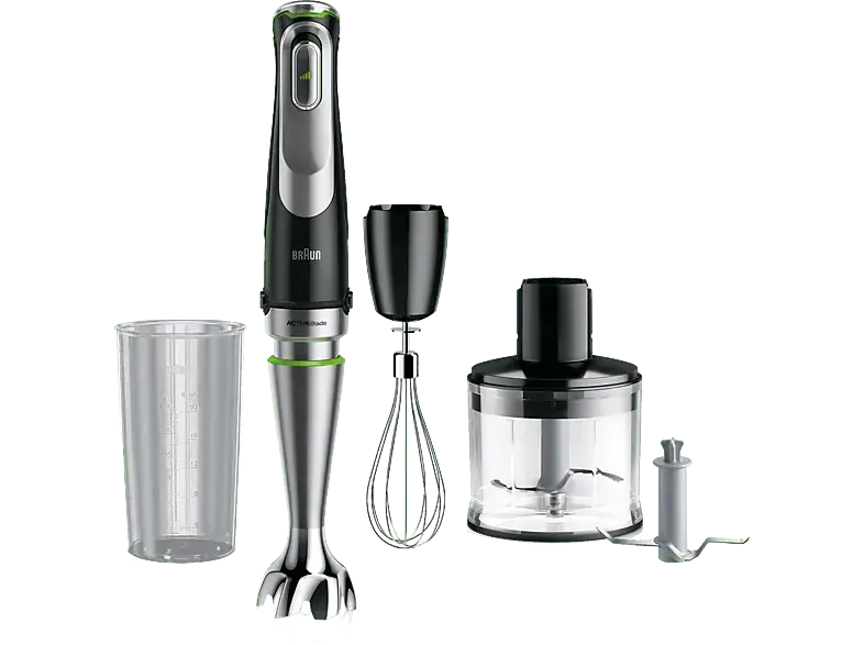Braun MultiQuick 9 MQ 9135XI Stabmixer (Schwarz/Edelstahl, 1200 Watt, Zerkleinerer: 500ml, Messbecher: 600 ml)