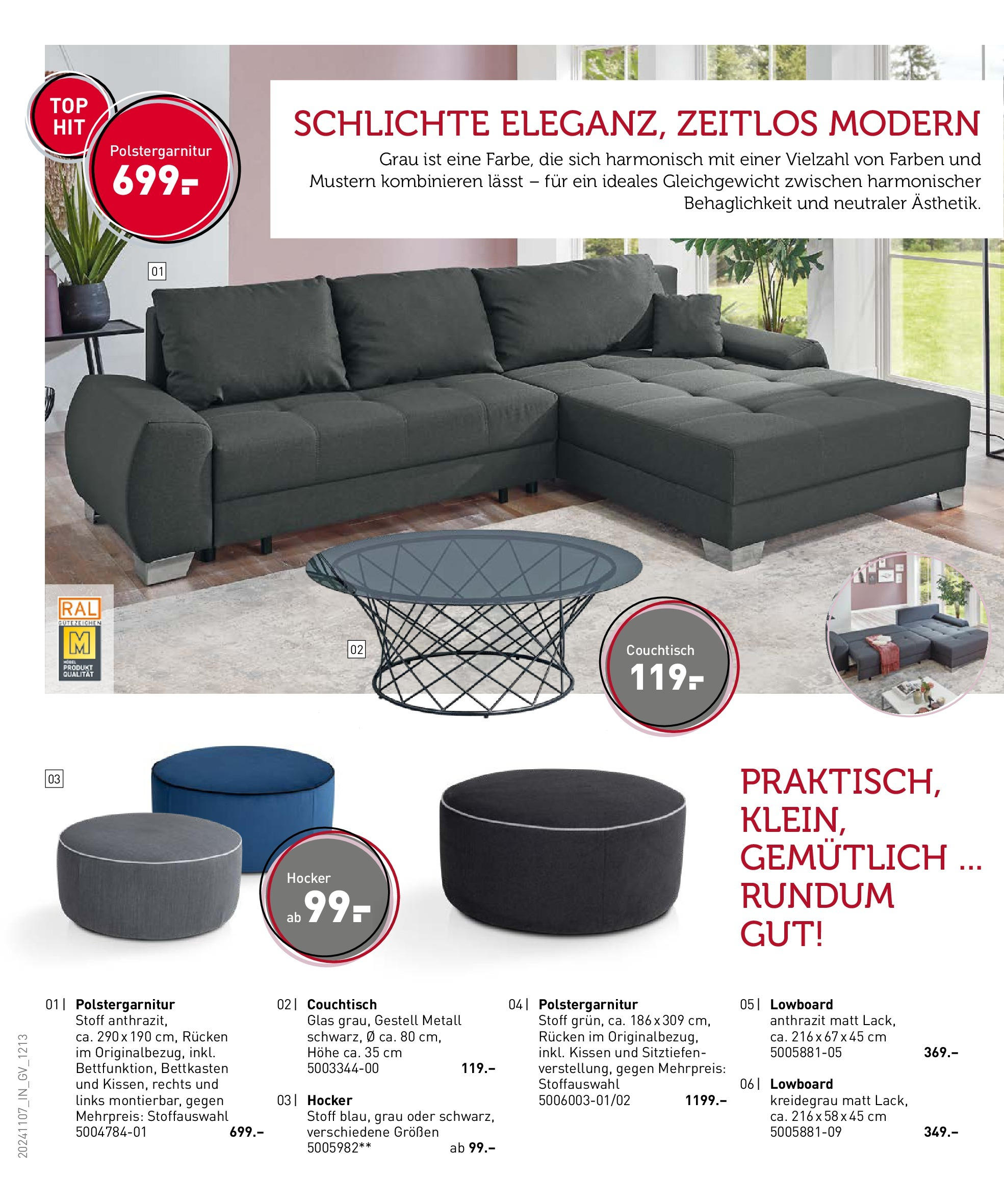 Möbel Martin Lässiger Big-City-Style (ab 07.11.2024) zum Blättern | Seite: 12 | Produkte: Hocker, Lowboard, Kissen, Couchtisch