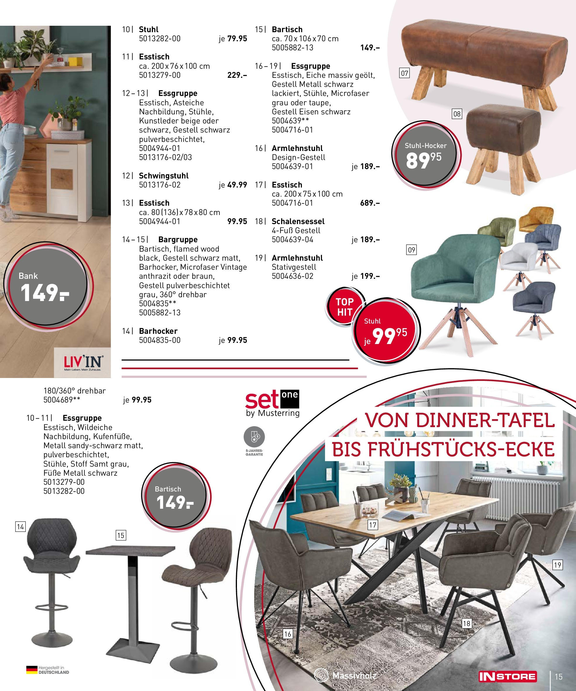 Möbel Martin Lässiger Big-City-Style (ab 07.11.2024) zum Blättern | Seite: 15 | Produkte: Esstisch, Essgruppe, Bartisch, Stuhl