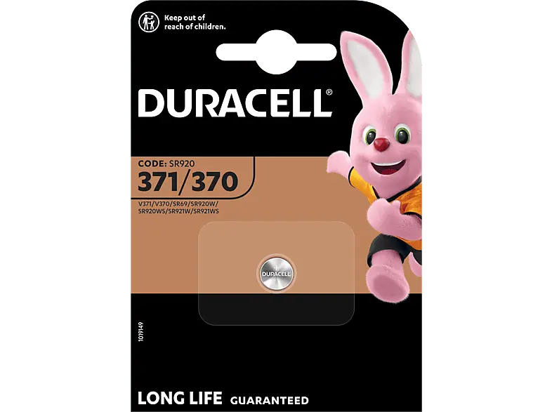 Duracell 371/370 Silver Oxide Batterie, Einzelpackung (D371/370/V371/370); Knopfzelle