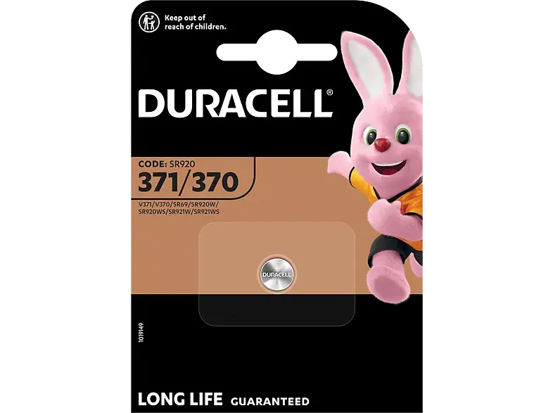 Duracell 371/370 Silver Oxide Batterie, Einzelpackung (D371/370/V371/370); Knopfzelle