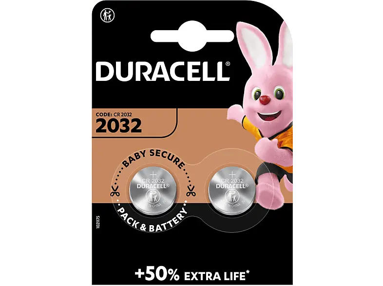 Duracell 2032 Lithium Knopfbatterie, 2er Pack (DL2032/CR2032); Knopfzelle