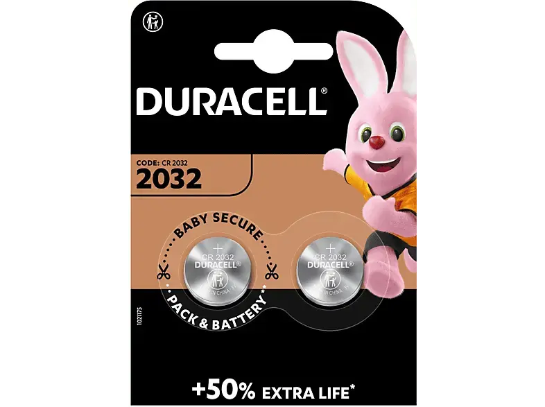 Duracell 2032 Lithium Knopfbatterie, 2er Pack (DL2032/CR2032); Knopfzelle