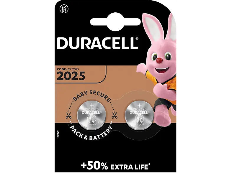 Duracell 2025 Lithium Knopfbatterie, 2er Pack (DL2025/CR2025); Knopfzelle