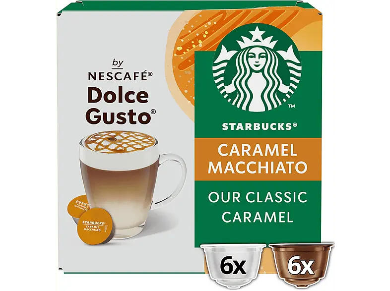 Starbucks Kaffeekapsel Caramel Macchiato (10 Stk., Kompatibles System: Nescafé Dolce Gusto); Kaffeekapseln 12 Stück (= 6 Getränke) (für Dolce Gusto®)