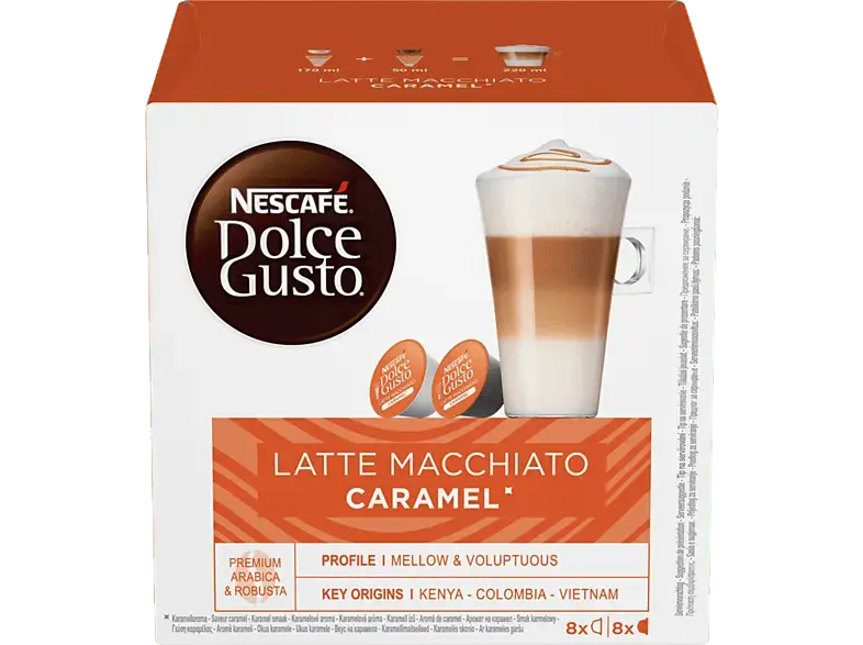 Dolce Gusto Latte Macchiato Caramel Kaffeekapseln, 16 Stück, Kompatibles System: Nescafé Dolce Gusto