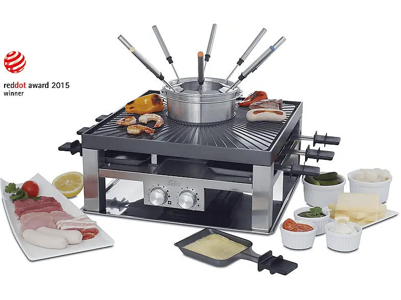 SOLIS Raclette Combi-Grill 3in1 (977.21) 3 in 1 (in Edelstahl, für , 2000 Watt); Combi-Grill 3 in 1