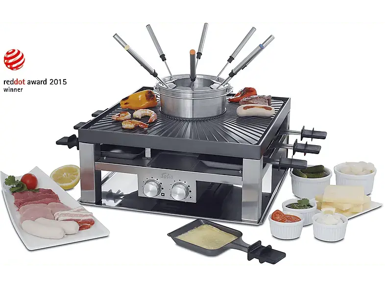 SOLIS Raclette Combi-Grill 3in1 (977.21) 3 in 1 (in Edelstahl, für , 2000 Watt); Combi-Grill 3 in 1