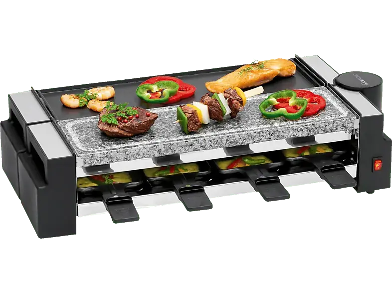 Clatronic RG 3678 Raclette (in Schwarz, für 8 Personen, 1200 Watt)