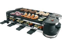 Korona Raclette Grill drehbare Grillplatte, 8er (in Schwarz, für 8 Personen, 1200 Watt)