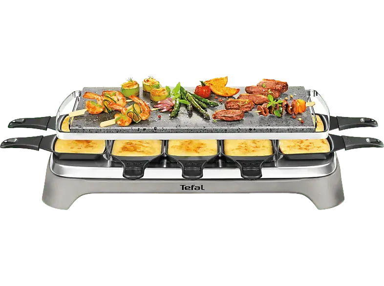 Tefal Raclette Pierrade Stein 10er (PR457B) (in Grau, für 10 Personen, )