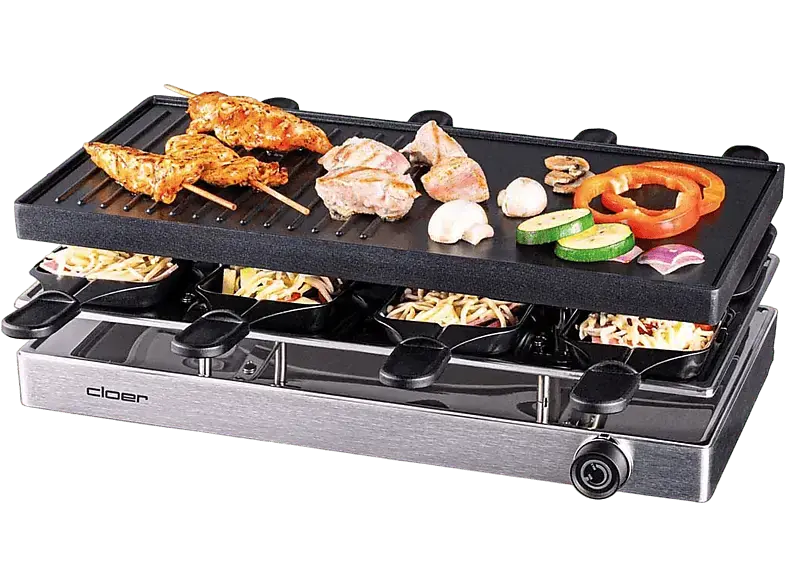 Cloer 6458 Raclette (in Silber, für 8 Personen, 1200 Watt)