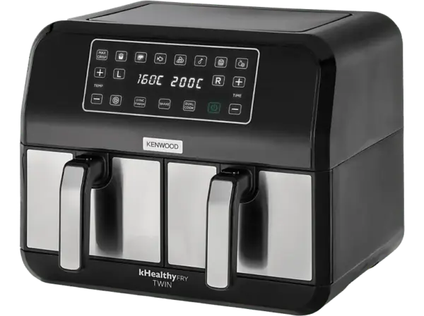 Kenwood HFM20.000MB Healthy Twin Hei&szlig;luftfritteuse mit 2 K&ouml;rben 8 l, 1700 Watt, Schwarz