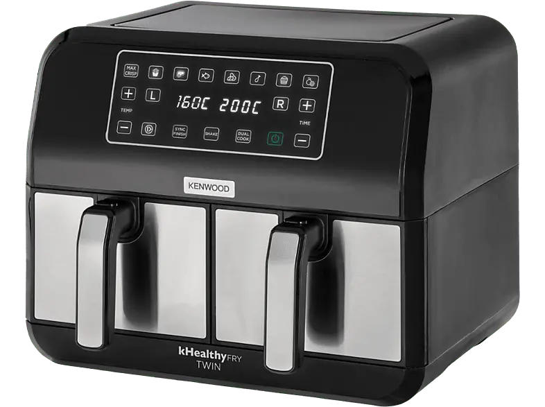 Kenwood HFM20.000MB Healthy Twin Heißluftfritteuse mit 2 Körben (4 l, 1700 Watt, Schwarz)