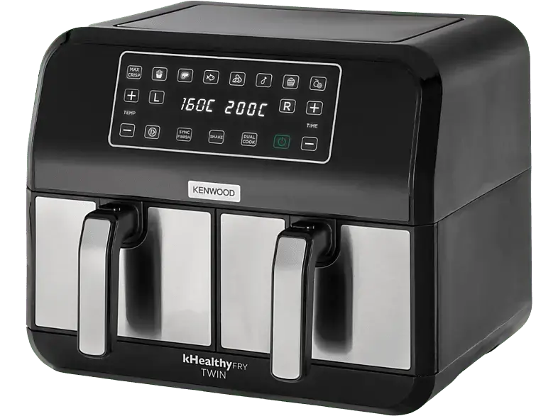 Kenwood HFM20.000MB Healthy Twin Heißluftfritteuse mit 2 Körben (4 l, 1700 Watt, Schwarz)