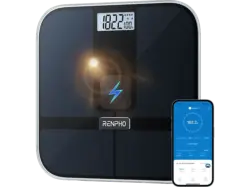 Renpho PEU-R-A020-BK Elis Solar 2 Smart Body Körperfettwaage, Schwarz