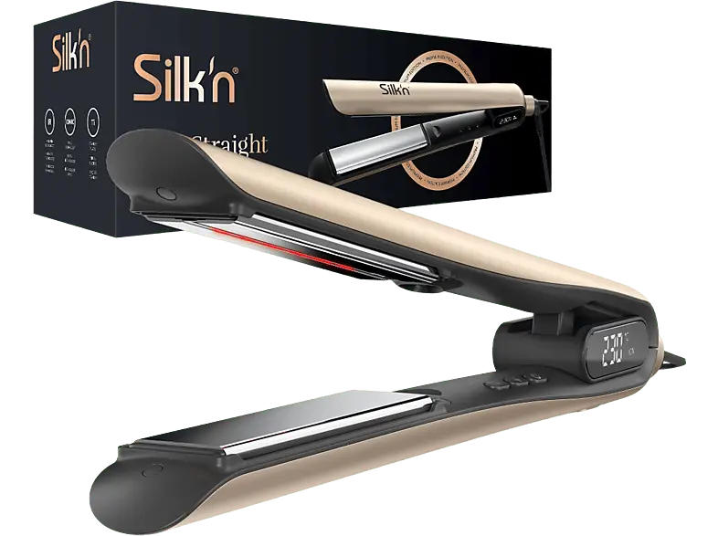 Silk'n SIS1PE1001 SilkyStraight Infrarot-Glätteisen (Titanium, Temperaturstufen: 12, Gold)