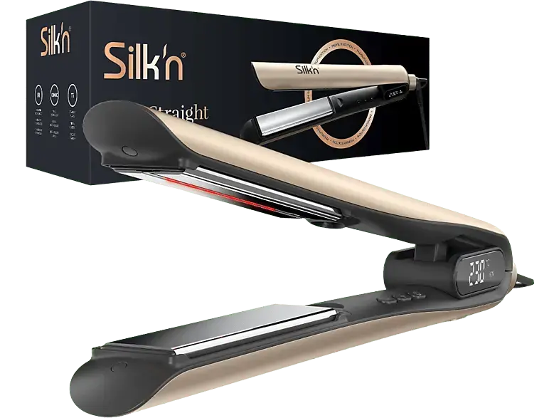 Silk'n SIS1PE1001 SilkyStraight Infrarot-Glätteisen (Titanium, Temperaturstufen: 12, Gold)