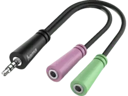 HAMA Audio-Adapter 4pol. 3,5-mm-Klinke-Stecker - 2x 3pol. 3,5-mm-Klinke-Headset