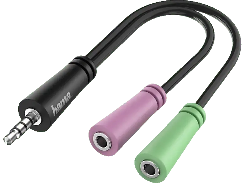 HAMA Audio-Adapter 4pol. 3,5-mm-Klinke-Stecker - 2x 3pol. 3,5-mm-Klinke-Headset