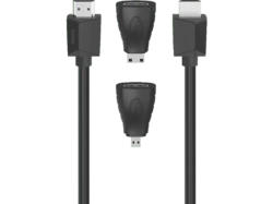 HAMA High Speed HDMI™-Kabel, Ultra-HD 4K, Ethernet, 1,50 m + 2 HDMI™-Adapter; HDMI Kabel