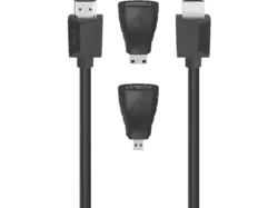 HAMA High Speed HDMI™-Kabel, Ultra-HD 4K, Ethernet, 1,50 m + 2 HDMI™-Adapter; HDMI Kabel
