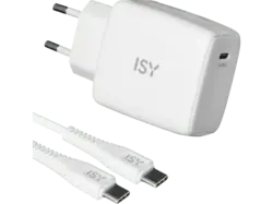 ISY IAC 4512 USB-C GaN-Ladegerät, 45 Watt, 2m Kabel, Weiß