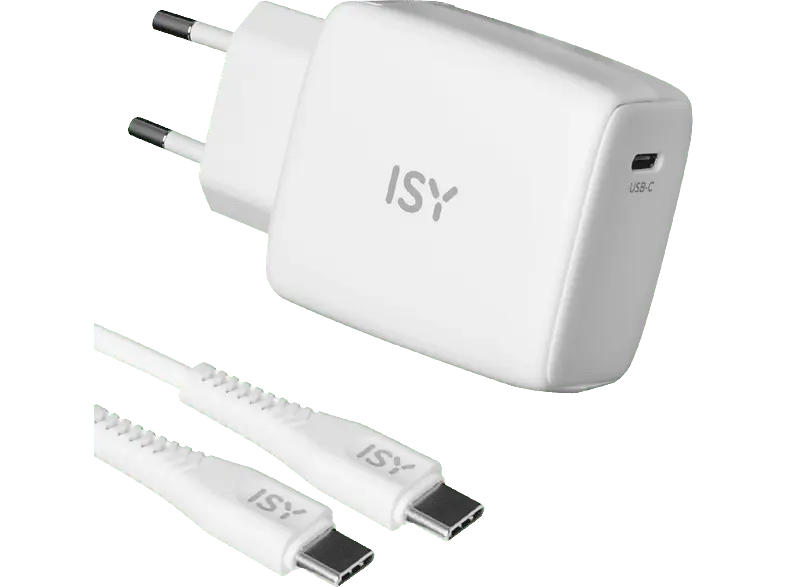 ISY IAC 4512 USB-C GaN-Ladegerät, 45 Watt, 2m Kabel, Weiß