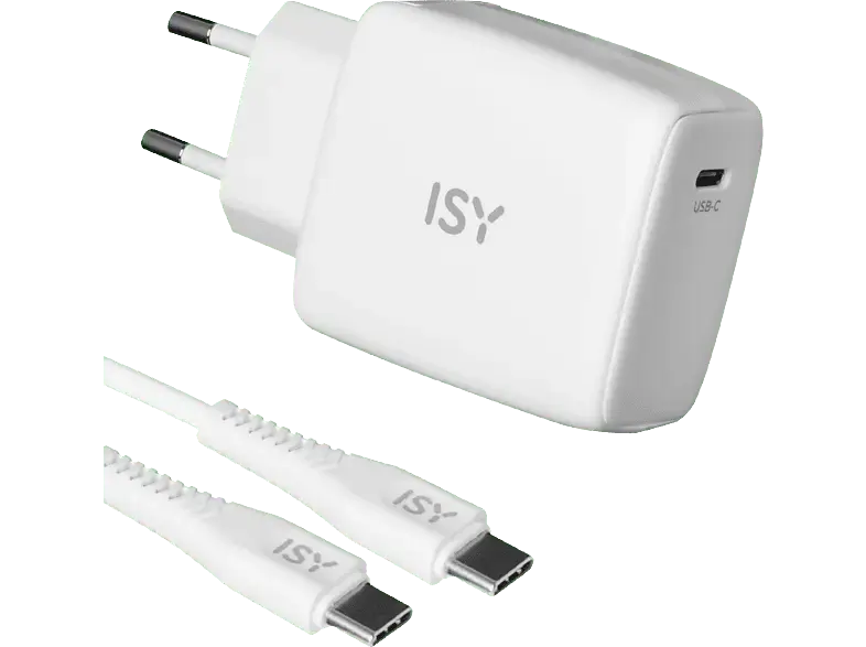 ISY IAC 4512 USB-C GaN-Ladegerät, 45 Watt, 2m Kabel, Weiß