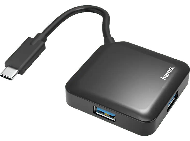 HAMA USB-C-Hub 4 Ports, USB 3.2 Gen1, 5 Gbit/s, Schwarz