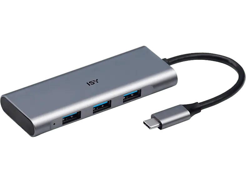 ISY Adapter IHU-5000 USB 3.1 Typ-C auf 3x Typ-A Hub Silber