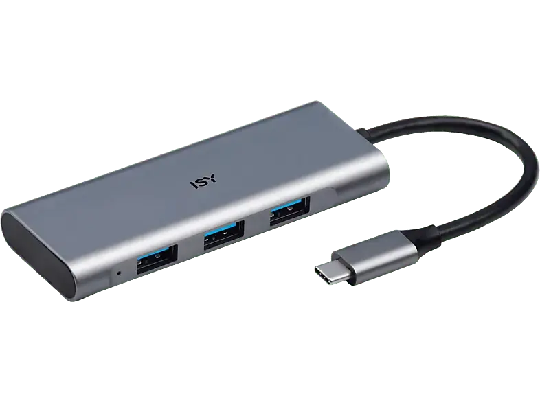 ISY Adapter IHU-5000 USB 3.1 Typ-C auf 3x Typ-A Hub Silber