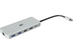 ISY IAD 3000 USB-C Multiport Adapter, 3.1, HDMI 2.0 4K60p, PD 3.0 100W, Aluminium, Silber