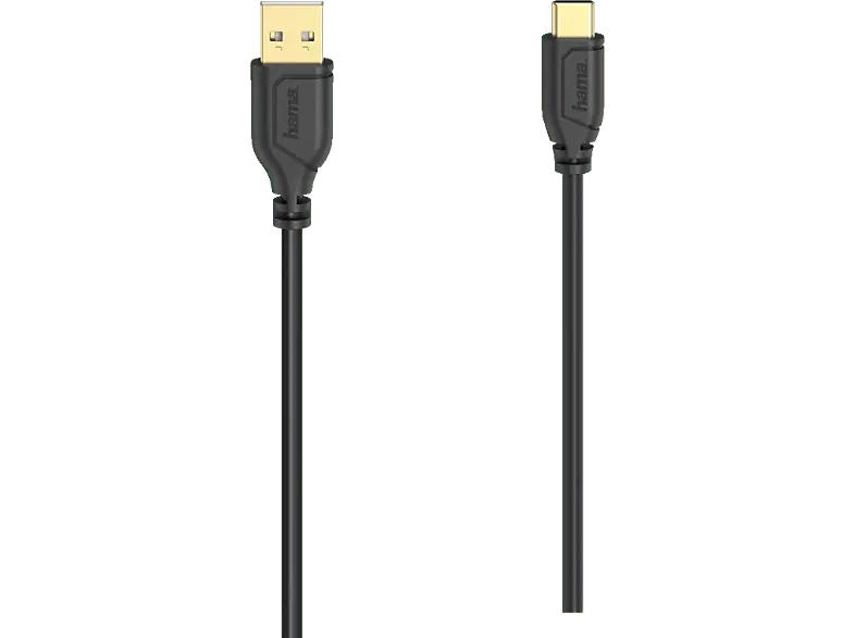 HAMA 200634 USB-C-Kabel "Flexi-Slim", USB 2.0, 480 Mbit/s, Schwarz, 0,75 m; USB Kabel