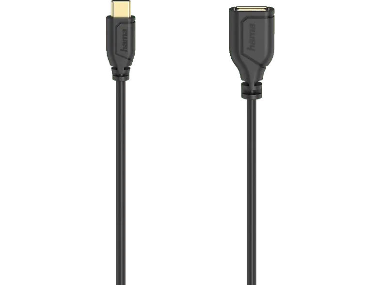 HAMA USB-C-OTG-Kabel "Flexi-Slim", USB 2.0, 480 Mbit / s, Schwarz, 0,15 m