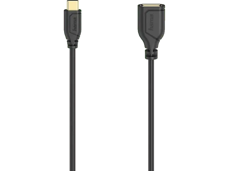 HAMA USB-C-OTG-Kabel "Flexi-Slim", USB 2.0, 480 Mbit / s, Schwarz, 0,15 m