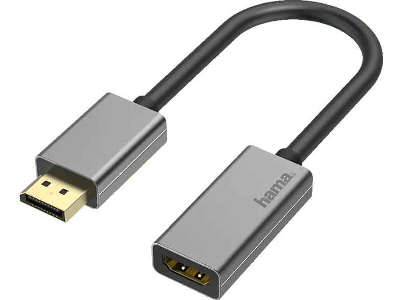 HAMA 00200329 Video-Adapter, DisplayPort-Stecker - HDMI™-Buchse, Ultra-HD 4K@60Hz, Alu; Kabeladapter