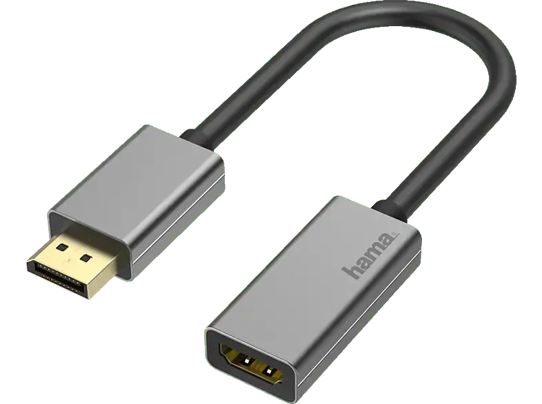 HAMA 00200329 Video-Adapter, DisplayPort-Stecker - HDMI™-Buchse, Ultra-HD 4K@60Hz, Alu; Kabeladapter
