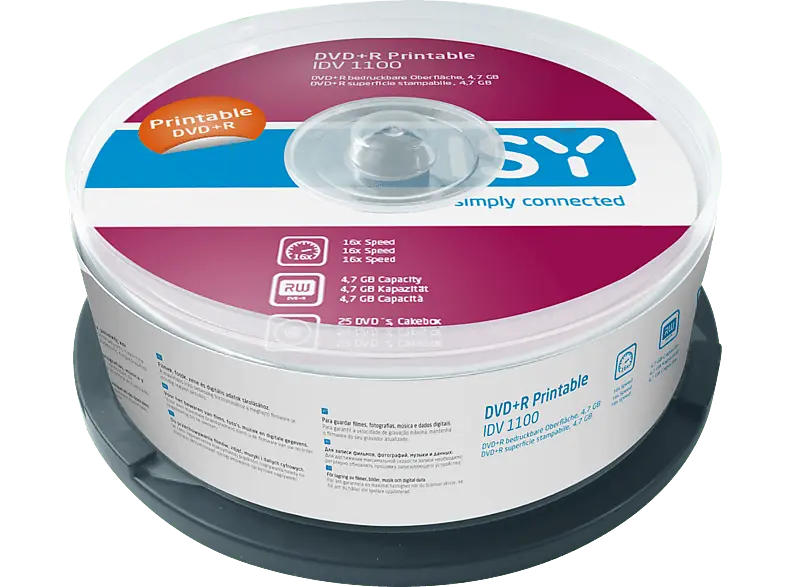 ISY DVD+R 25er Spindel Printable IDV-1100; Rohlinge