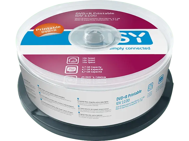 ISY DVD+R 25er Spindel Printable IDV-1100; Rohlinge