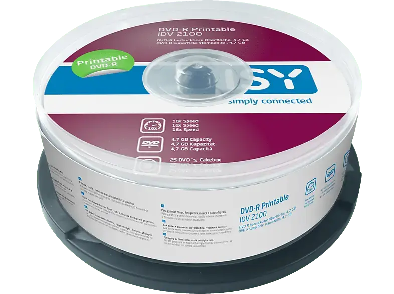 ISY DVD-R 25er Spindel Printable IDV-2100; Rohlinge