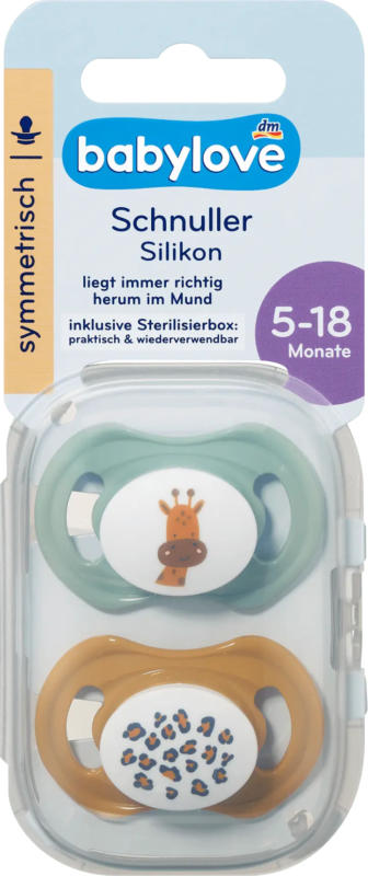 babylove Schnuller Silikon symmetrisch, ocker/mint, 5-18 Monate