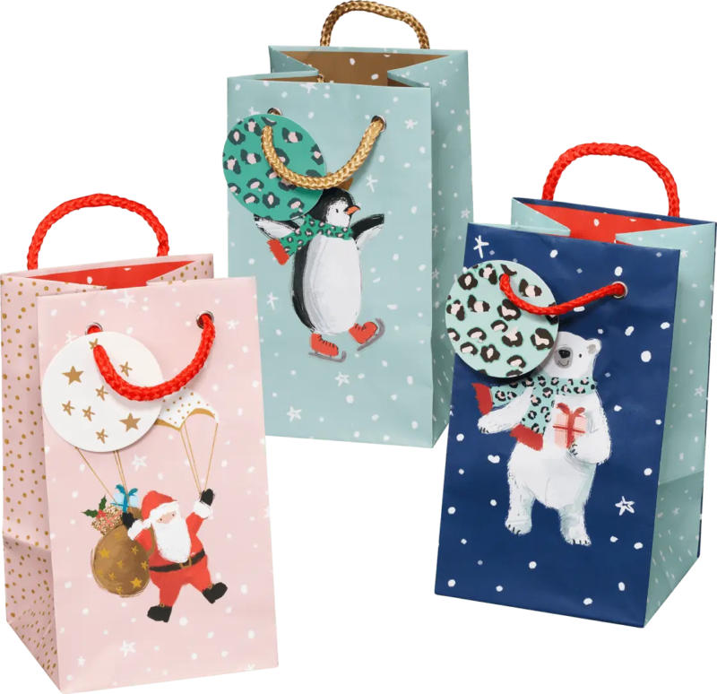 Profissimo Geschenktasche mini hoch Eisbär/Pinguin/Weihnachtsmann