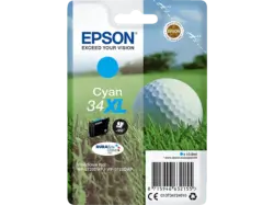 EPSON Golfball 34XL, Cyan, C13T34724010; Tintenpatrone