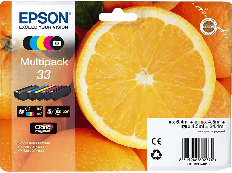 EPSON Multipack-Tintenpatronen, 33, 5-farbig, C13T33374011