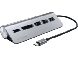 SATECHI USB-C Aluminium Hub (USB-C, 5 Ports), Grau; USB Hub und Kartenleser