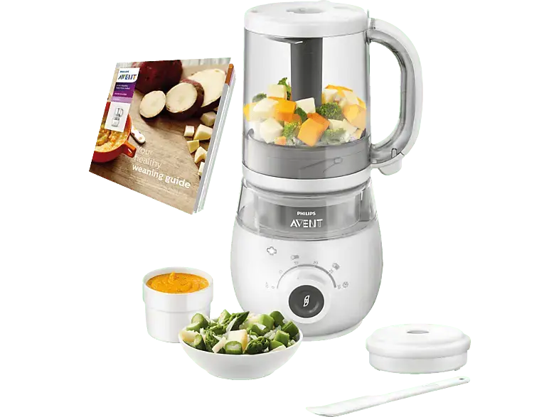 Philips Babynahrungszubereiter SCF883/01 Avent Dampfgarer & Mixer weiß-grau