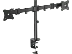 digitUS Universal Dual Monitor Ständer mit Klemmbefestigung bis 69cm (27"), Schwarz; Monitorhalterung